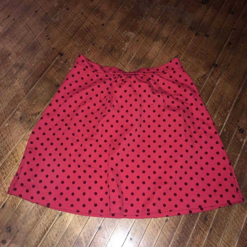 Boden red velvet gathered midi skirt with pockets